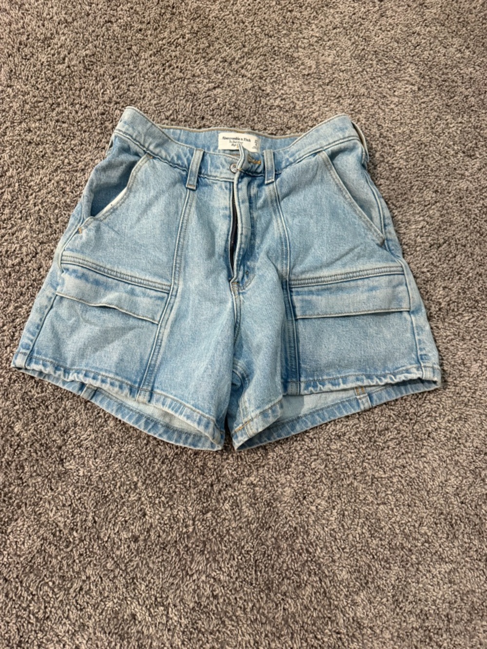 Abercrombie & Fitch Light Blue Denim Cargo Shorts